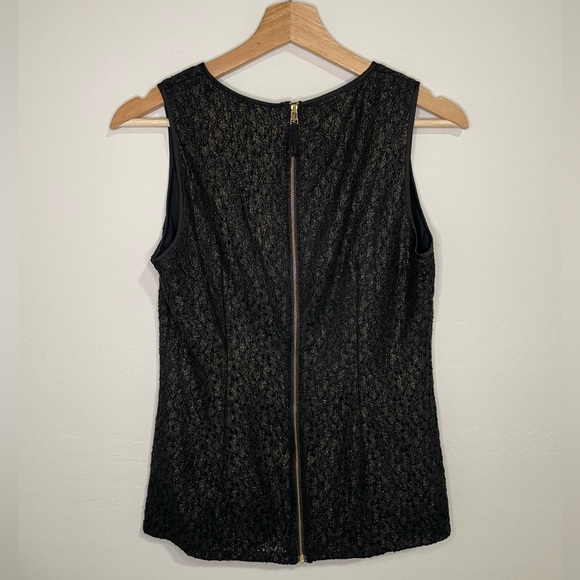 Banana Republic Black and Gold Lace Sleeveless Top with Back Zipper Detail - Picture 2 of 8